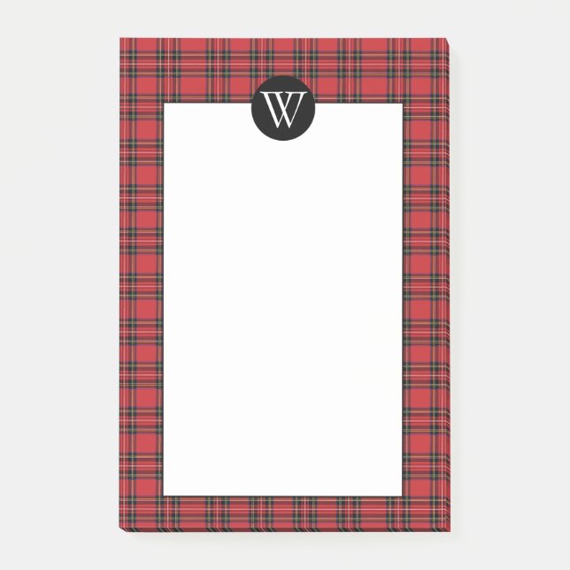 Classic red Plaid with Monogram Post-It Notes (Front)