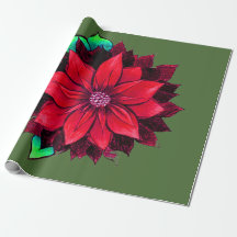 CLASSIC RED POINSETTIA Wrapping Paper