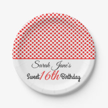 Classic Red Polka Dot Sweet 16 Birthday Custom