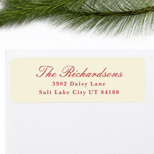 Classic Red Preppy Christmas Family Return Adress Address Label