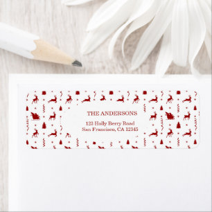 Classic Red Reindeer Christmas Return Address Label