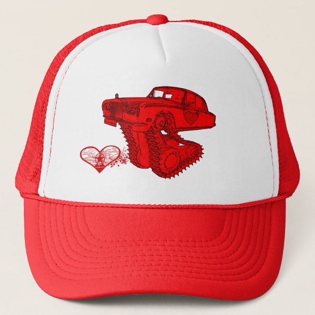 Classic Red Rolls Royce Valentine's Fantasy Trucker Hat (Front)