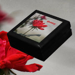 Classic Red Rose Beautiful Wooden Keepsake Gift Box<br><div class="desc">A beautiful classic red rose against a dreamy grey background on a photographic wooden keepsake gift box..  Personalise this beautiful and unique wooden keepsake box with her Name for a gift box to be tresured.  This image is original botanical photography by JLW_PHOTOGRAPHY.</div>