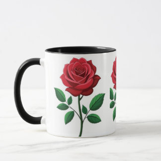 Classic Red Rose Botanical Two-Tone Coffee Mug