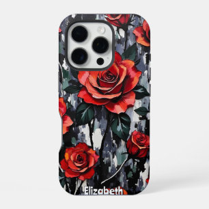Classic Red Rose Bouquet Painting iPhone 16 Pro Case