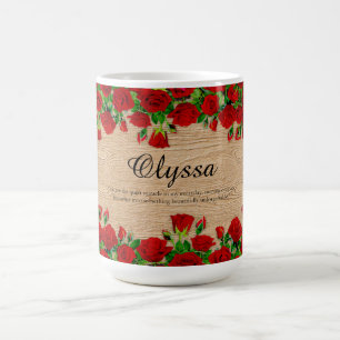 Classic Red Rose Garden Romantic Custom Name Coffee Mug