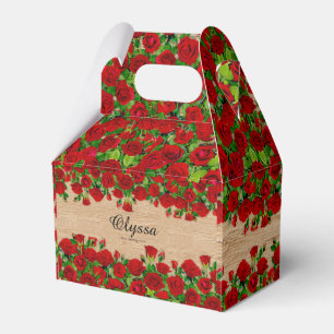 Classic Red Rose Garden Romantic Custom Name Favour Box