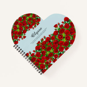 Classic Red Rose Garden Romantic Custom Name  Notebook