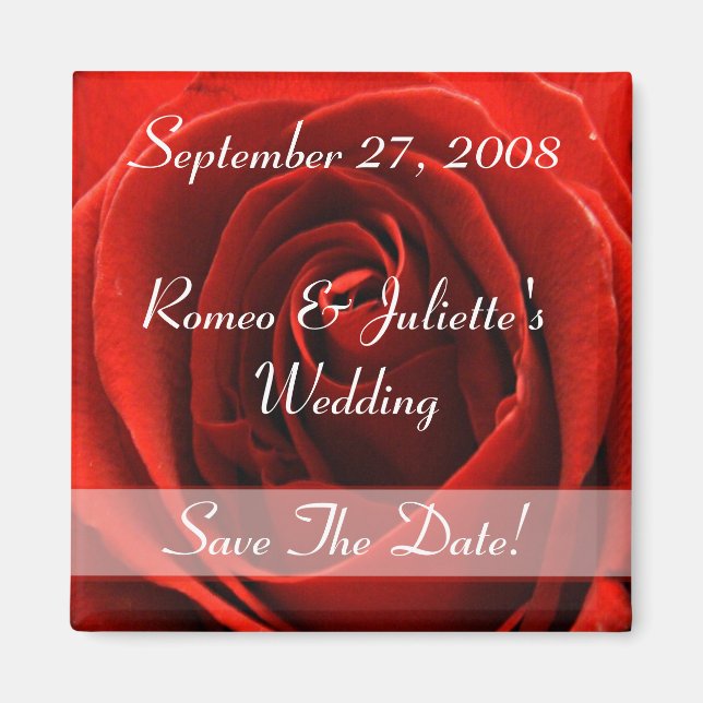 Classic Red Rose Wedding Announcement Magnet (Front)