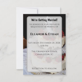 Classic Red Rose Wedding Cake Topper Elegant Invitation
