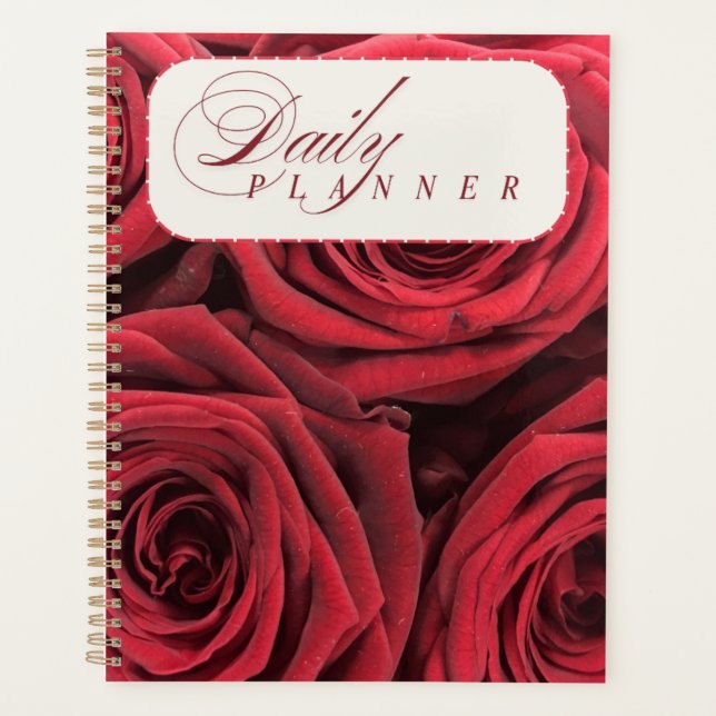 Classic Red Roses Luxury Daily Planner (Front)