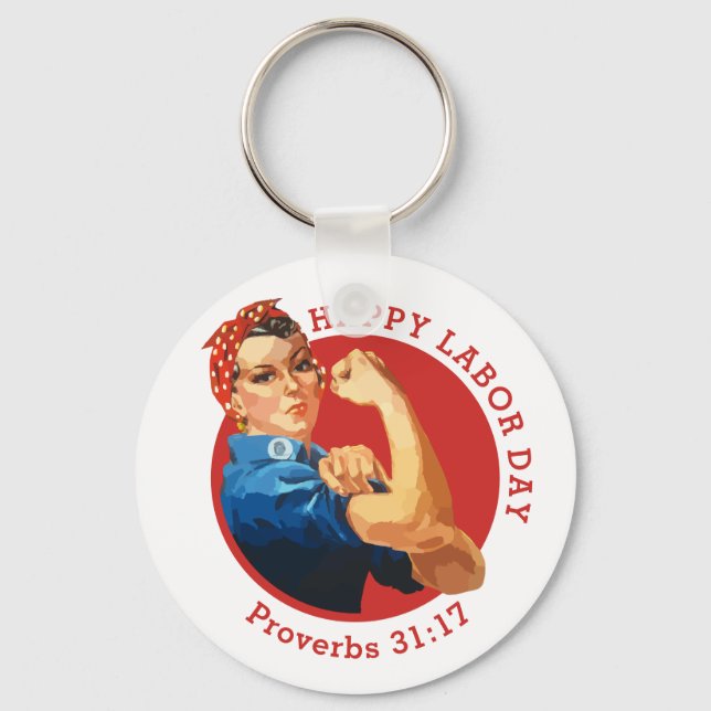 Classic Red ROSIE THE RIVETER Key Ring (Front)