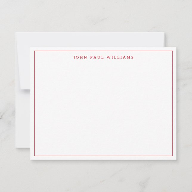 Classic Red Simple Modern Professional Thin Border Card (Front)