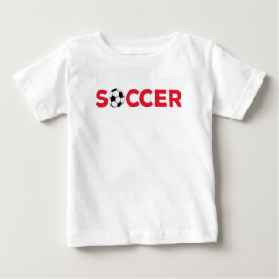 Classic Red Soccer Typography Bold Sports Fan Grap Baby T-Shirt