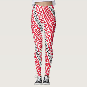 Classic Red Soccer Typography Bold Sports Fan Grap Leggings