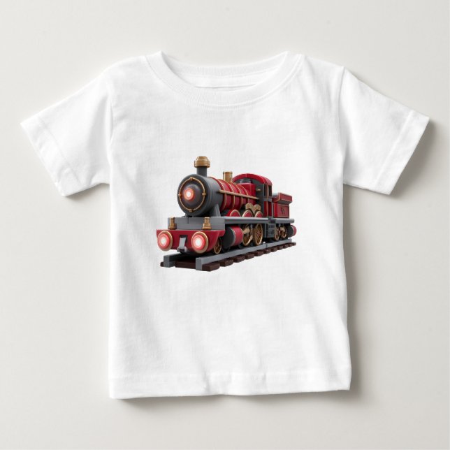 Classic Red Steam Train – Adventure Kids T-Shirt  (Front)