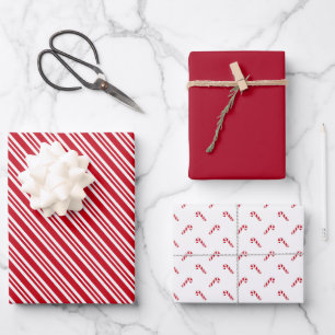 Classic Red Stripe Candy Cane Holiday Wrapping Pap Paper Sheet