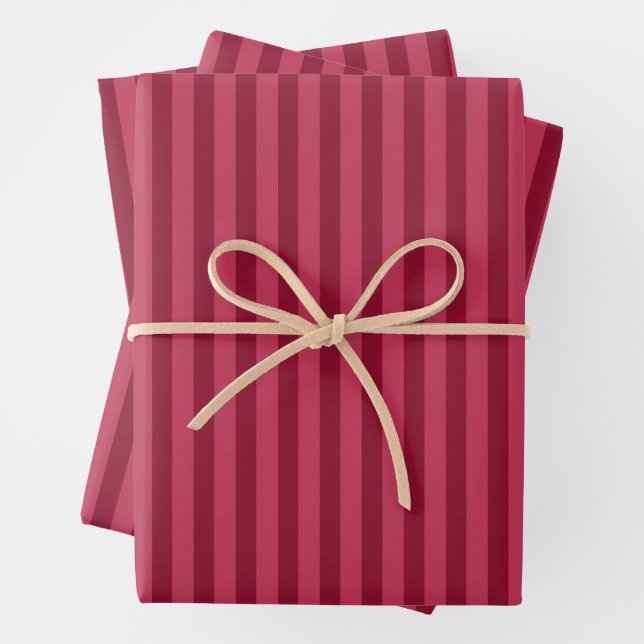 Classic Red Striped Christmas Wrapping Paper Sheet (In situ)