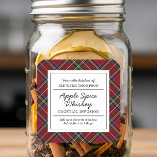 Classic Red Tartan Holiday Cocktail Infusion Kit Square Sticker