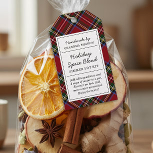 Classic Red Tartan Holiday Simmer Pot Kit Gift Tag