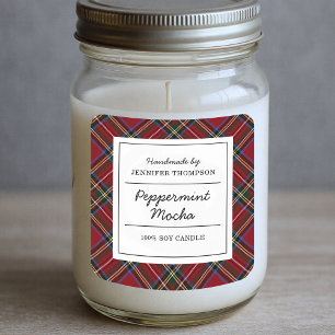 Classic Red Tartan Holiday Square Sticker