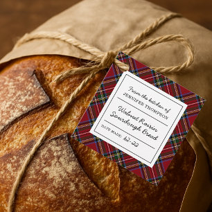 Classic Red Tartan Homemade Food Favour Tags