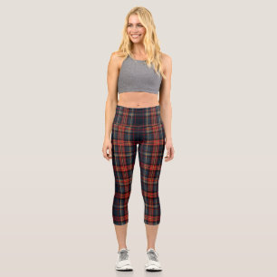 Classic Red Tartan Pattern Capri Leggings