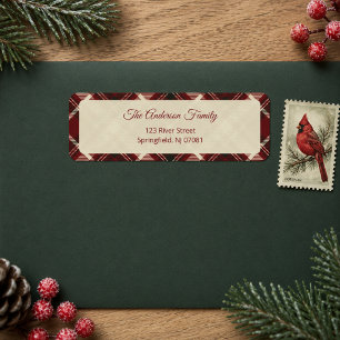 Classic Red Tartan Plaid Christmas Address Return Address Label