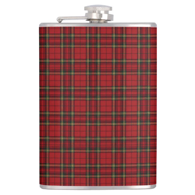Classic Red Tartan Plaid Hip Flask (Front)