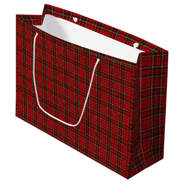 Classic Red Tartan Plaid Large Gift Bag (Front Angled)