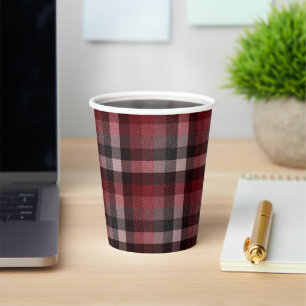 Classic red Tartan Plaid.  Paper Cups