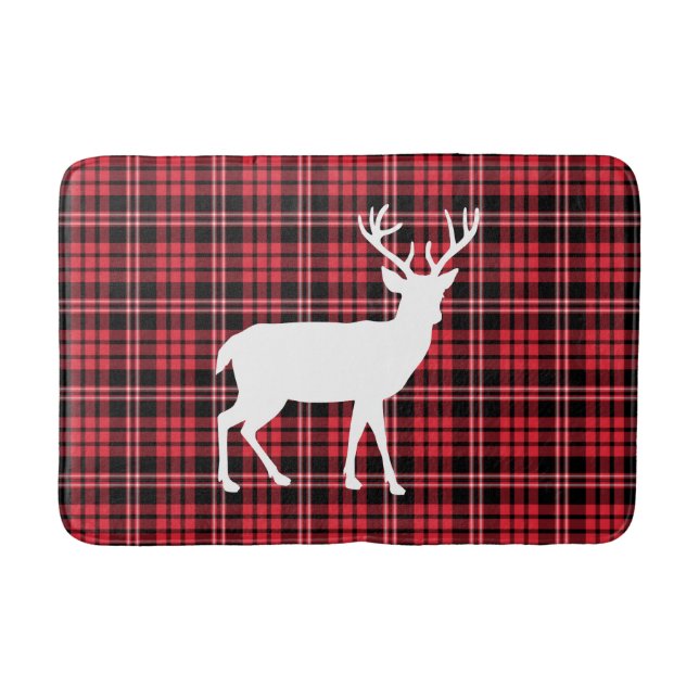 Classic Red Tartan Plaid Pattern Bath Mat (Front)