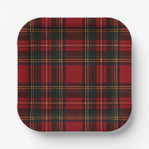 Classic Red Tartan Plaid Pattern Plate