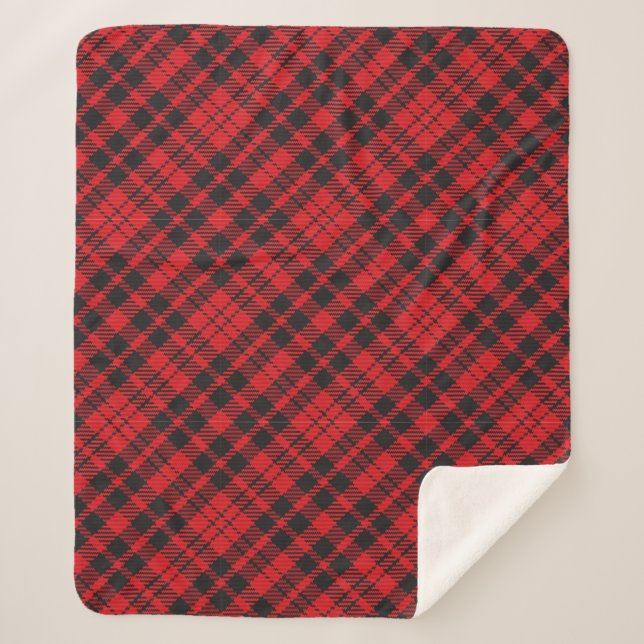Classic Red Tartan Plaid Sherpa Blanket (Front)