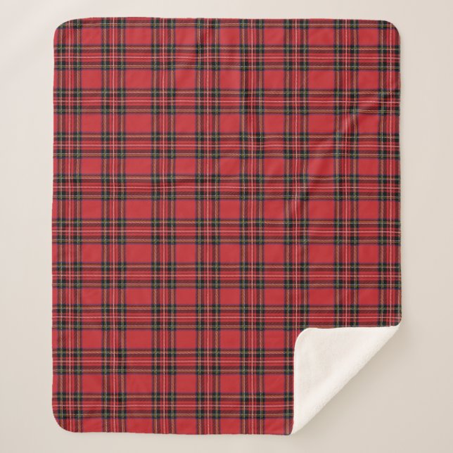 Classic Red Tartan Plaid Sherpa Blanket (Front)