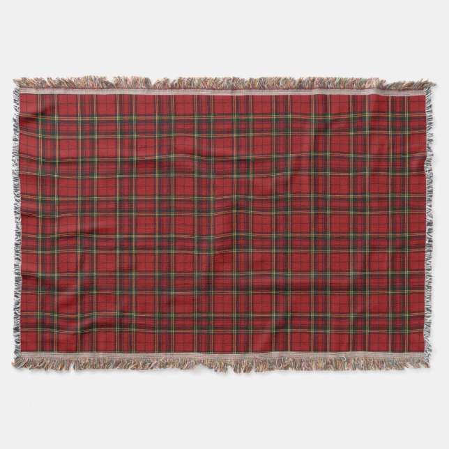 Classic Red Tartan Plaid Throw Blanket (Front)