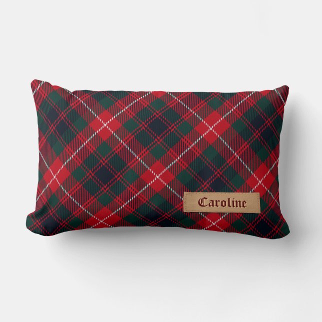 Classic Red Tartan Royal Stewart Pattern Lumbar Cushion (Front)