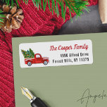 Classic Red Truck Christmas Tree Return Address Return Address Label<br><div class="desc">Classic Red Truck Christmas Tree Return Address Label. 
(1) For further customisation,  please click the "customise further" link and use our design tool to modify this template. 
(2) If you need help or matching items,  please contact me.</div>