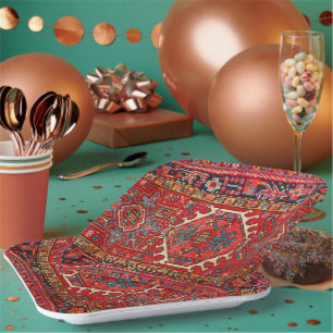 Classic Red Turkish Persian Oriental Rug   Paper Plate