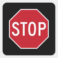 Classic Red USA Stop Sign Road Black Stickers