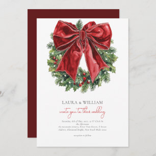 Classic Red Vintage Christmas Wedding Invitation