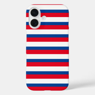 Classic Red, White and Blue Striped iPhone 16 Case