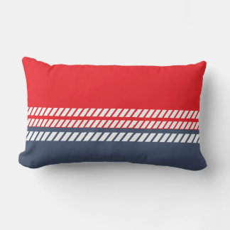 Classic Red White and Blue with Stripes Lumbar Cushion