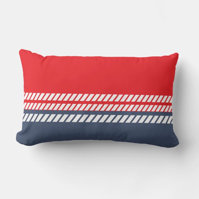 Classic Red White and Blue with Stripes  Lumbar Cushion (Front)