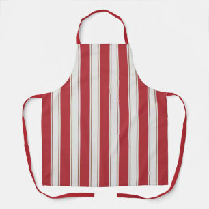 Classic Red, White and Mocha Mouse Stripes Apron