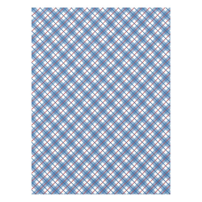 Classic Red White Blue 4th July Plaid Tablecloth (Front)