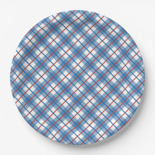 Classic Red White Blue Plaid 4th July Plate