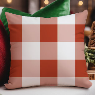 Classic Red White Buffalo Check Christmas Cushion