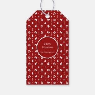 Classic Red & White Gingerbread Christmas Gift Tags