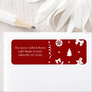 Classic Red & White Gingerbread Christmas Return Address Label